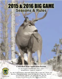 2015-2016 Big Game Seasons and Rules