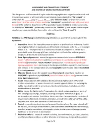 Assignment and Transfer of Copyright and Waiver of Moral Rights in Artwork