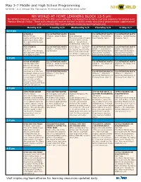 May 3-7 Middle and High School Programming NH WORLD AT