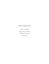 Modern Optics Notes H. M. Van Driel Department of Physics University of Toronto Version