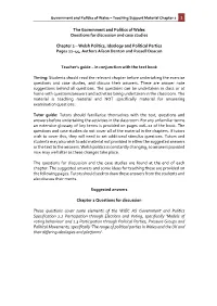 The Government and Politics of Wales Questions for Discussion and Case Studies Chapter 2