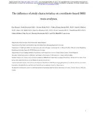 The Influence of Study Characteristics on Coordinate-Based Fmri Meta-Analyses