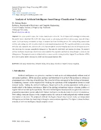 Analysis of Artificial Intelligence Based Image Classification Techniques Dr