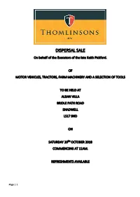 DISPERSAL SALE on Behalf of the Executors of the Late Keith Pickford
