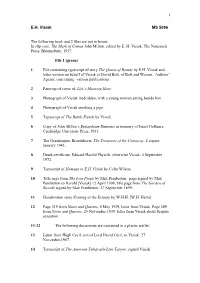 Handlist of the E.H. Visiak Collection