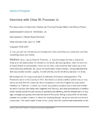 Interview with Chas W. Freeman Jr