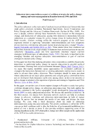 Subsystem Interconnectedness As Part of Coalition Strategies for Policy Change: Mining and Water Management in Ecuador Between 1991 and 2010