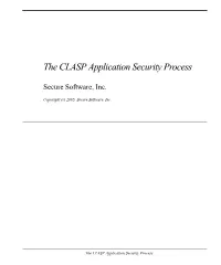 The CLASP Application Security Process
