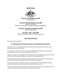 The Hon. Scott Morrison MP the Hon. Michael Mccormack MP the Hon. Annastacia Palaszczuk MP the Hon. Alan Tudge MP JOINT MEDIA RE