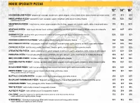 Upper Crust Pizza Dining Menu