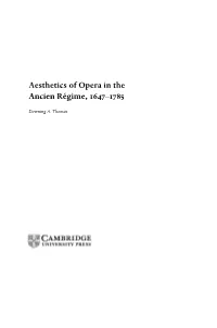 Aesthetics of Opera in the Ancien Régime, 1647–1785