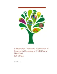 Educational Theory and Application of Experiential Learning in ANR Course Handbook (CSUS423)