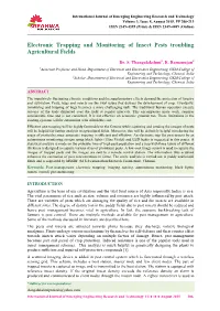 Electronic Trapping and Monitoring of Insect Pests Troubling Agricultural Fields