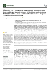 Increasing Egg Consumption at Breakfast Is Associated With