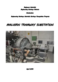 Malvern Tramway Substation, Nomination