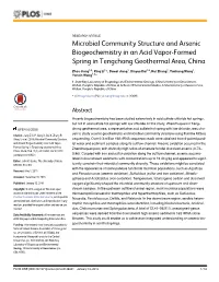 Microbial Community Structure and Arsenic Biogeochemistry in an Acid Vapor-Formed Spring in Tengchong Geothermal Area, China