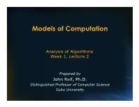 Models of Computation (RAM)