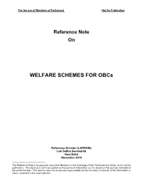 WELFARE SCHEMES for Obcs