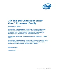 7Th and 8Th Generation Intel® Core™ Processor Family