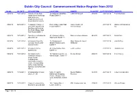Commencement Notice Register from 2012