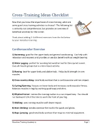 Cross-Training Ideas Checklist