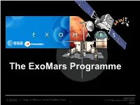 Exomars Trace Gas Orbiter