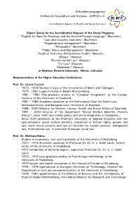 Expert Group for the Accreditation Request of the Study Programs