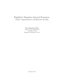 Expletive Negation Beyond Romance. Clausal Complementation and Epistemic Modality