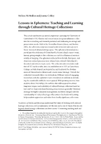 Lessons in Ephemera: Teaching and Learning Through Cultural Heritage Collections
