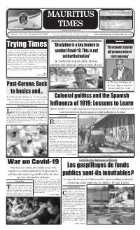 Mauritius Times – All Pages 20 March 2020
