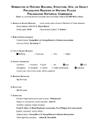 Nomination of Historic Building, Structure, Site, Or