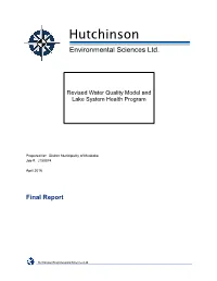 Revised Water Quality Model and Lake System Health Program