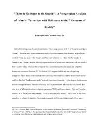 "There Is No Right to Be Stupid": a Voegelinian Analysis of Islamist