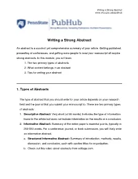 Writing a Strong Abstract