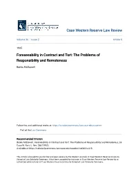 Foreseeability in Contract and Tort: the Problems of Responsibility and Remoteness