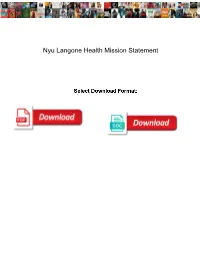 Nyu Langone Health Mission Statement