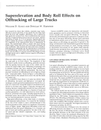 Superelevation and Body Roll Effects on Offtracking of Large Trucks