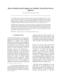 Survey Burden and Its Impact on Attitudes Toward the Survey Sponsor