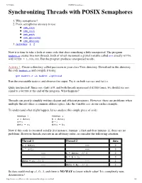 Synchronizing Threads with POSIX Semaphores