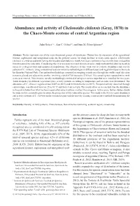 Abundance and Activity of Chelonoidis Chilensis (Gray, 1870) in the Chaco-Monte Ecotone of Central Argentina Region