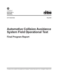 Automotive Collision Avoidance System Field Operational Test Final Program Report