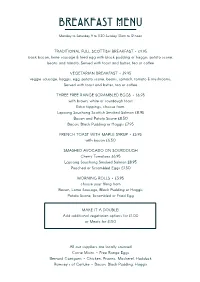 Breakfast Menu
