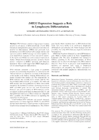 DHX32 Expression Suggests a Role in Lymphocyte Differentiation