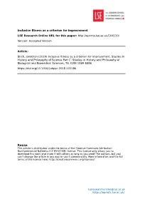 Inclusive Fitness As a Criterion for Improvement LSE Research Online URL for This Paper: Version: Accepted Version