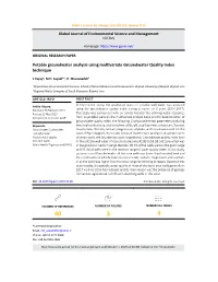 Potable Groundwater Analysis Using Multivariate Groundwater Quality Index Technique