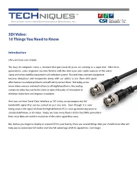 SDI Video: 10 Things You Need to Know