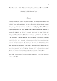 'Slut I Hate You': a Critical Discourse Analysis of Gendered Conflict On