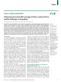 Achieving Universal Health Coverage in France: Policy Reforms and the Challenge of Inequalities