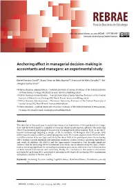 Anchoring Effect in Managerial Decision-Making in Accountants and Managers: an Experimental Study