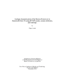 Geologic Characterization of the Morrow B Reservoir in Farnsworth Unit, TX Using 3D VSP Seismic, Seismic Attributes, and Well Logs